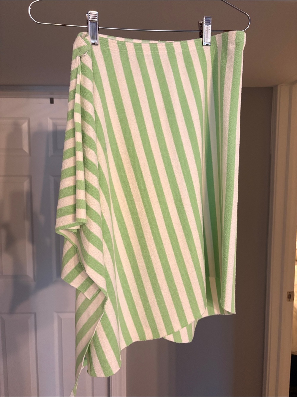 Juicy Couture Green and White Asymmetric Striped Knit Coverup